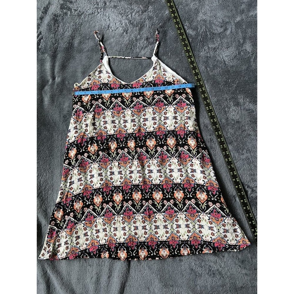 Everly Womens Spaghetti Strap Multi Colored Paisley Print Lined Mini Dress Med